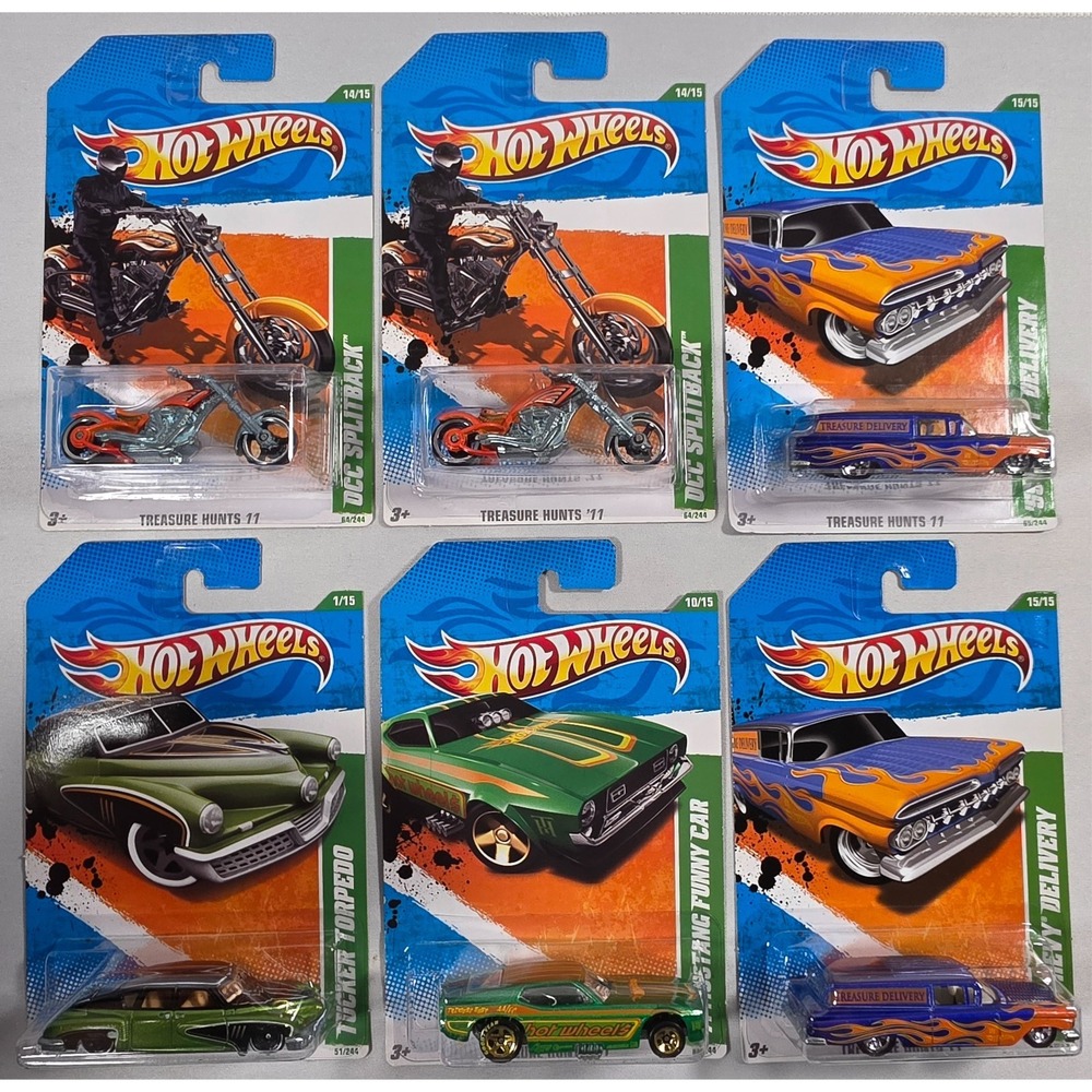Hot Wheels Lot of 6 - 2011 Regular Treasure Hunts Tucker Torpedo OCC Splitback